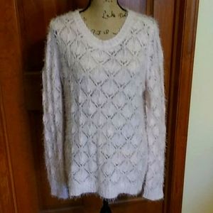 Cyrus eyelash yarn crew neck sweater,EUC
